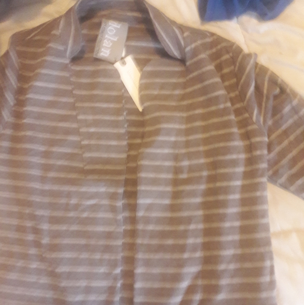 Anthropologie grey striped sweater small